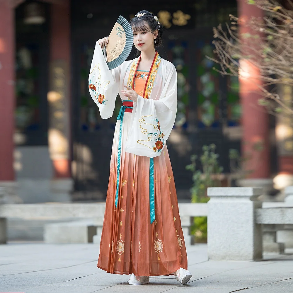 original design ancient embroidery summer chiffon chinese traditional dress Hanfu for women