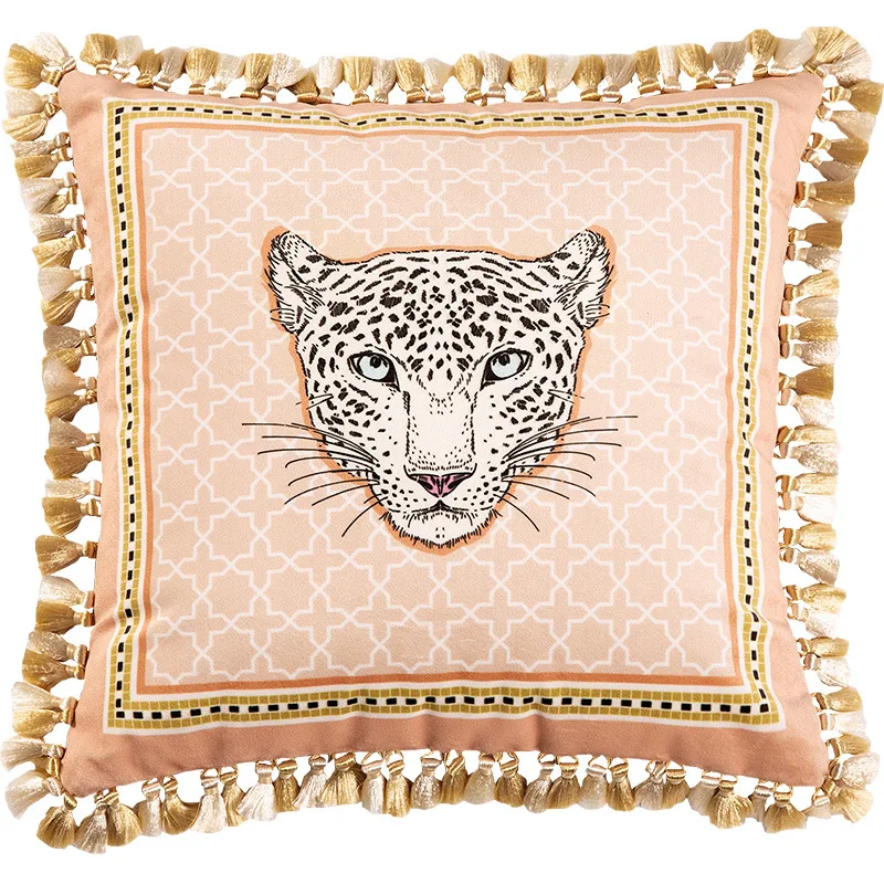 leopard style Retro luxury sofa pillow head cushion short plush waist pillow back pillow cover