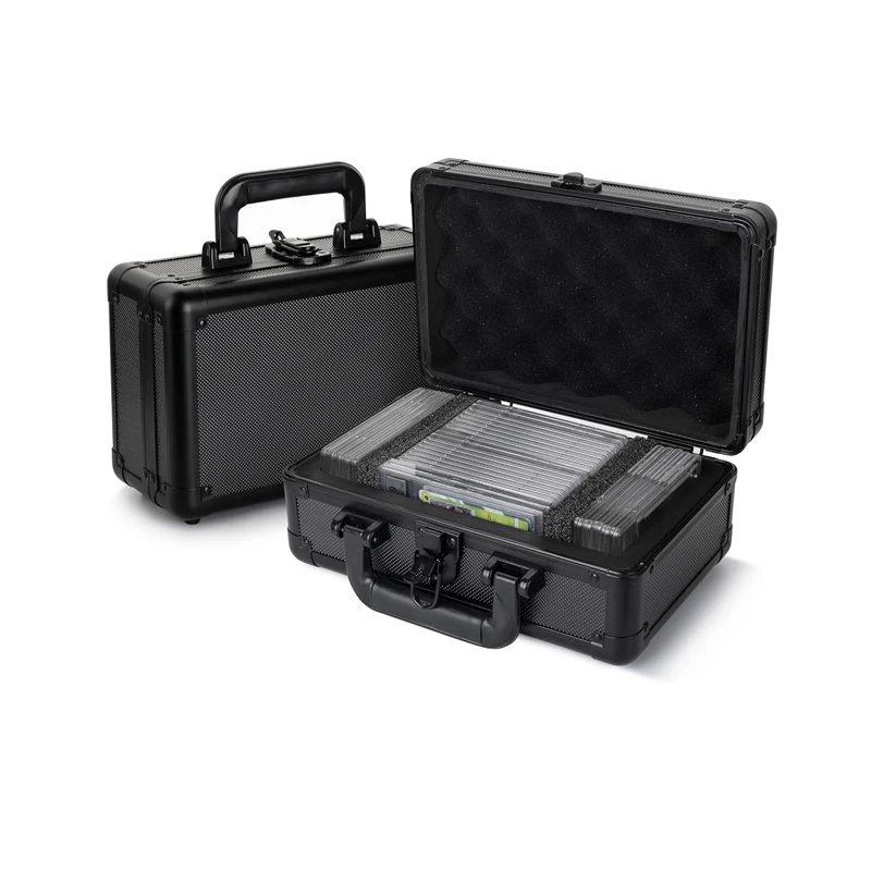 Black Aluminum Suitcase Modern Graded Card Case Storage Box Holds 43 Slabs for PSA BGS