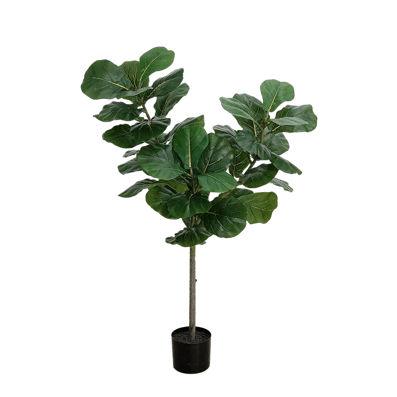 senmasine green artificial plant fiddle leaf fig tree with Plastic black Pot Faux Ficus Lyrata Trees