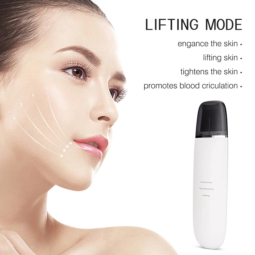 Electric Vibration Face Spatula Facial Ultrasonic Skin Scrubber with Heating Function