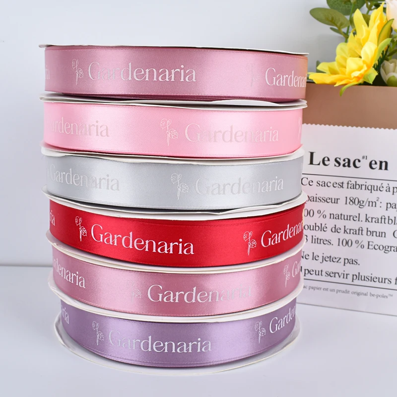 Yards Custom Personalized Printed Ribbon Logo Screen Ink Printing Satin Ribbon with Logo Low MOQ 100 RIBBONS 100% Polyester