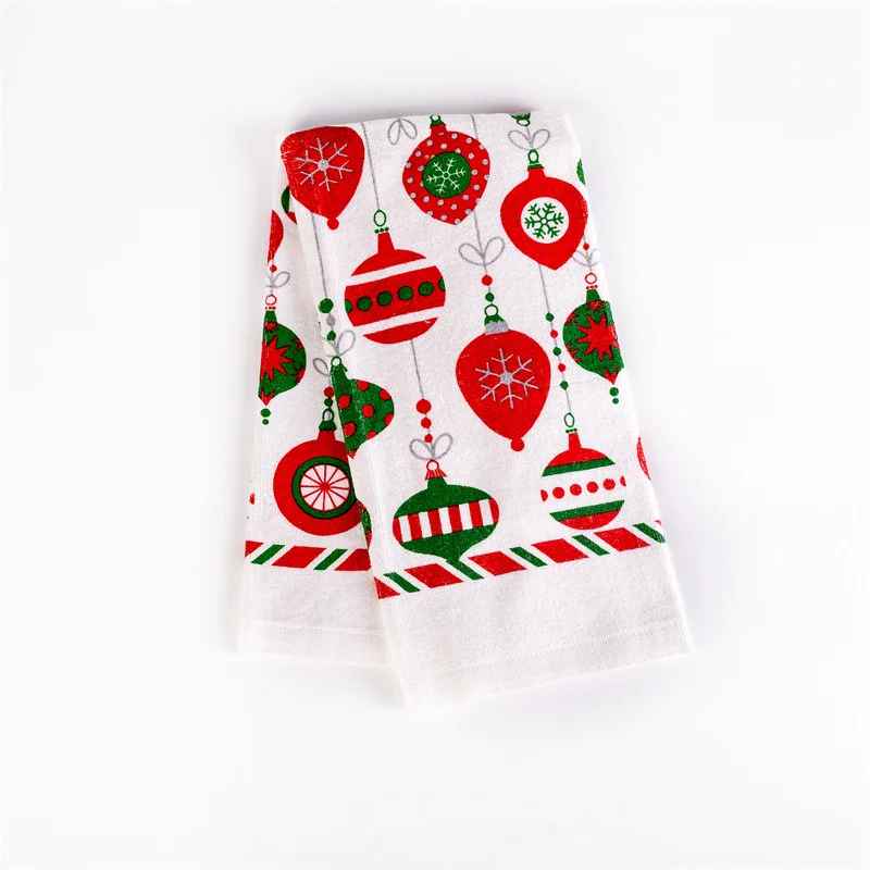 100% Cotton Velour Terry Printing Kitchen Towel With Christmas Pattern