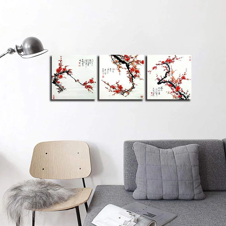 Traditional Chinese Plum Blossom Red Wall Art Home Decor
