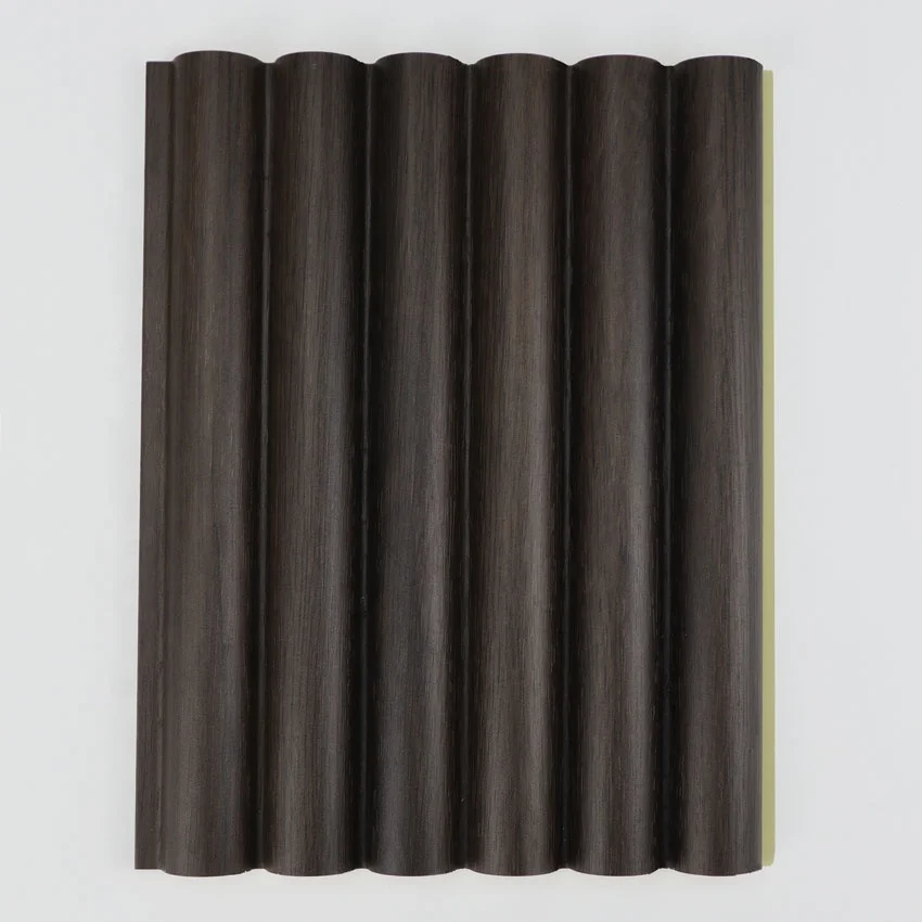 Round fluted PVC wall panel Wood Grain PVC WPC Wall Panels Designs For Decor Fluted Wall Panel Wood Plastic Composite Clad Slat