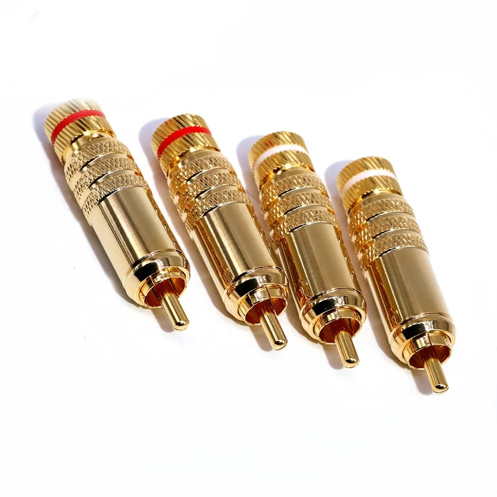 RCA Connector Jack Adapter YIVO XSSH Audio HIFI OEM ODM DIY 9MM Signal Cable High Quality Gold Plated Audio Video Male RCA Plug
