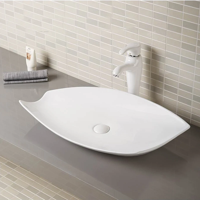 Popular Modern Hotel Washing Sink Countertop Hand Wash Bathroom White Color Basin Sink Ceramic