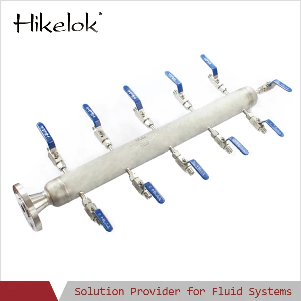 316 stainless steel Sch 40 pipe 3/4' 1' NPT 4/6/8/10 outlets air headers gas distribution manifolds with ball valve