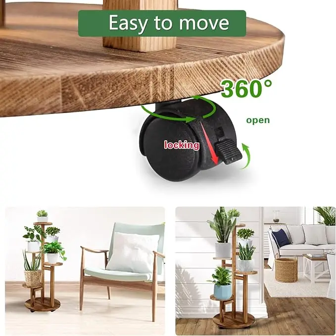 5 Tiered Tall Plant Stand for Indoor Outdoor Wood Plant Shelf Corner Display Rack, Multi-tier Planter Pot Holder Flower Stand