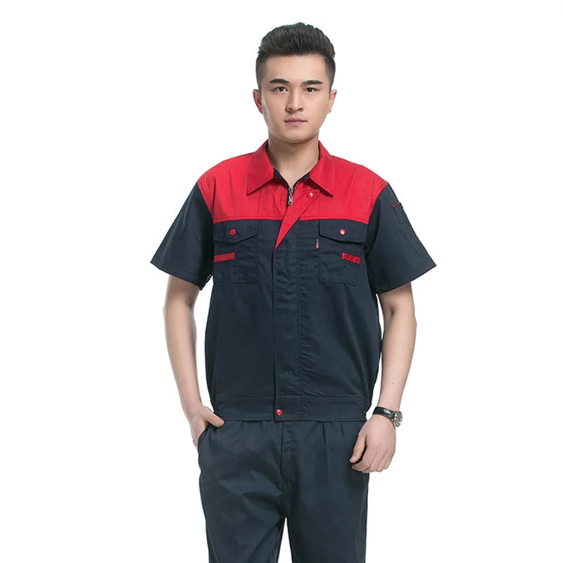 Custom Workshop Supermarket Advertising Summer Breathable Short Sleeve Workwear Comfortable Clothes For Factory worker uniform