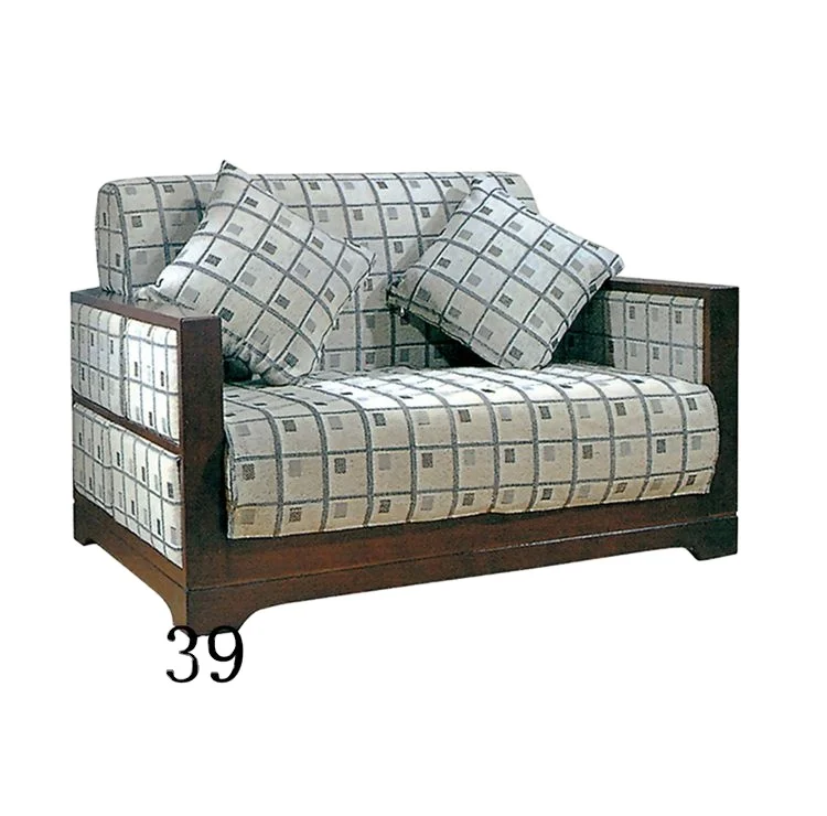  OF-39 Antique Salon Furniture Comfortable Fabric Sofa Wood Spring Home
