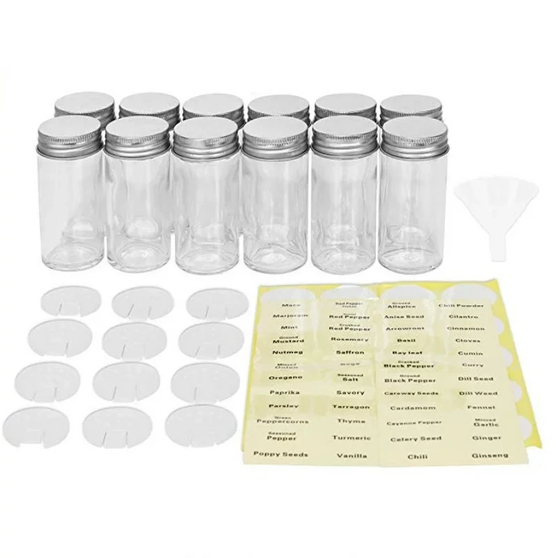 Stainless Steel 50Ml100Ml 8Oz Multi 4 Chamber Glass Spice Jar With Cork Set Bamboo Lid