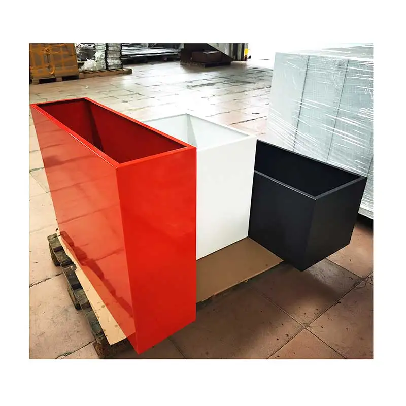 Customized irregular metal flower pots garden decorative flower pots blue steel flower pots