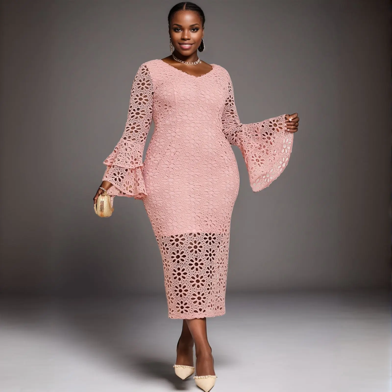 China wholesale plus size pink dress african pink dress for women bodycon pink dresses women lady elegant