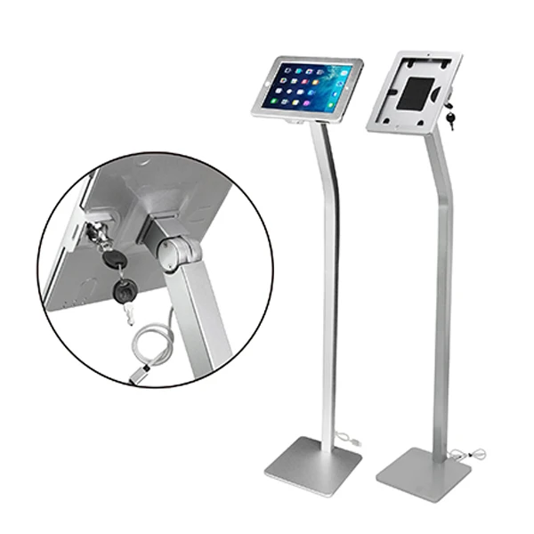 Holder Compatible for iPad 2/ 3/ 4, Aluminum Holder and Tube, Iron Base Floor Standing Type