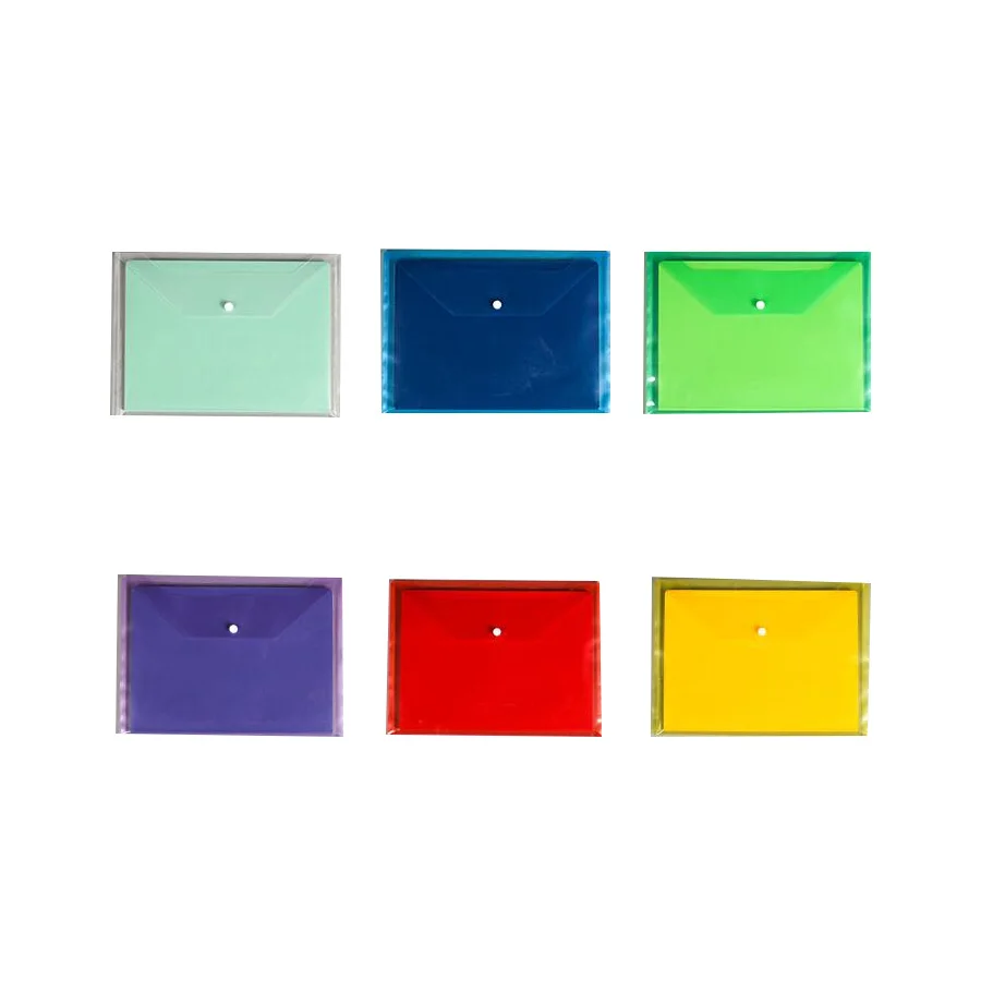 PVC Zipper Clear folder Snaps Buttons Plastic PP Custom  logo File Envelope waterproof document bag