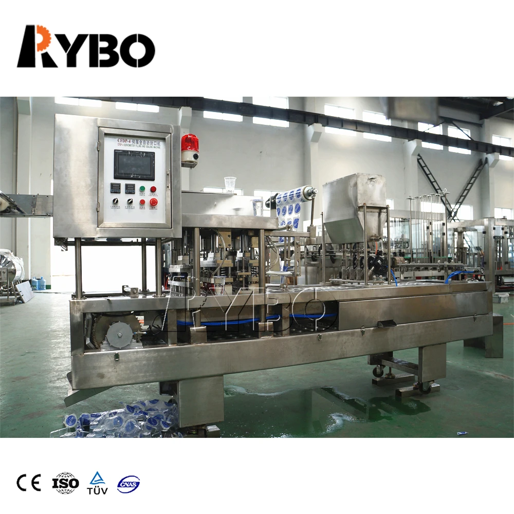 Automatic small plastic cup bowl with lid dessert jelly milk yogurt mineral drinking water filling line sealing machine price