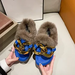 Woman shoes new arrivals Sandal Slide Home Casual Shoe ladies Fashion Sandals with chain Plush Winter Slippers For Women