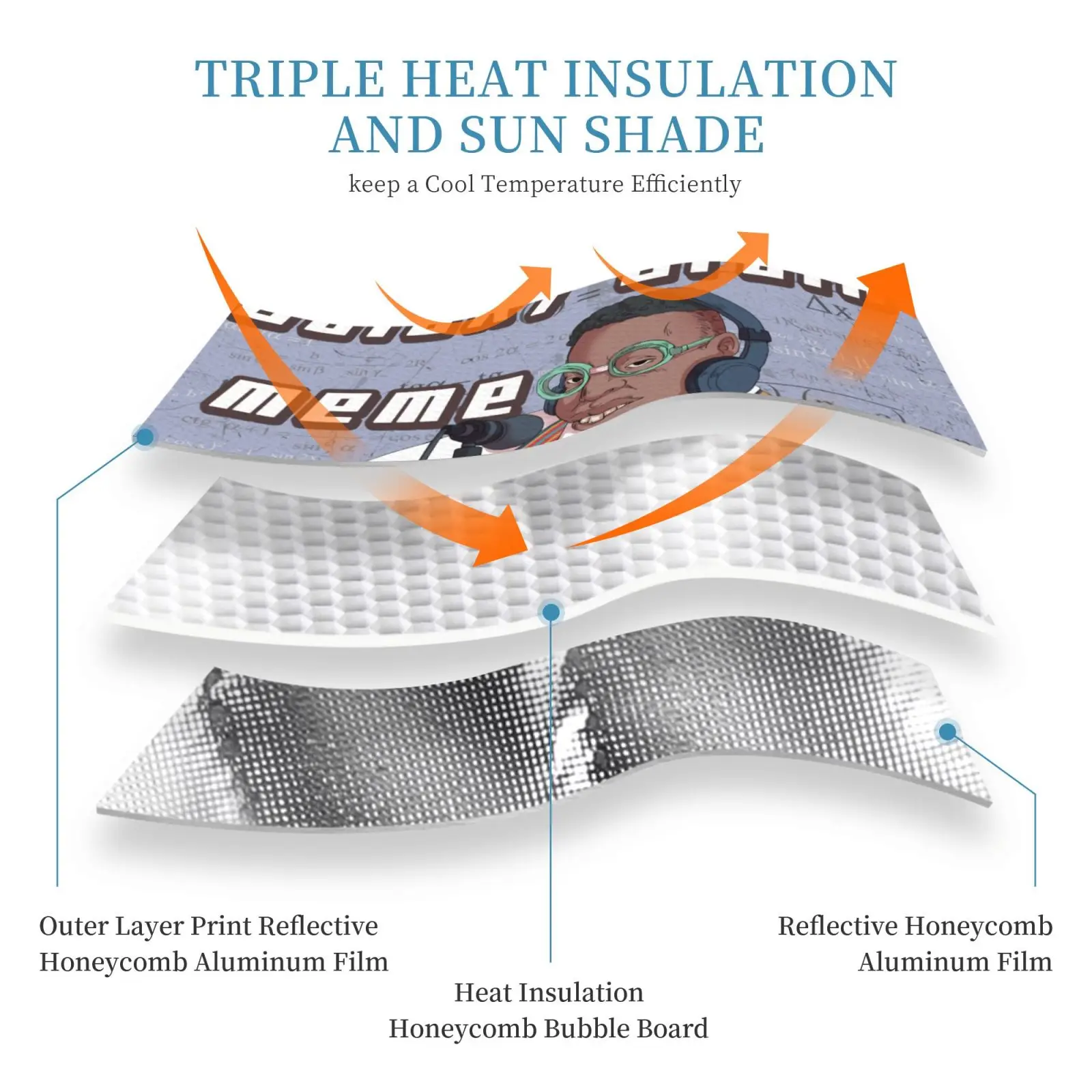 Custom PE Bubble Car Sunshade, Universal Size Aluminum Film Reflective Car Front Window Visor Sunshade