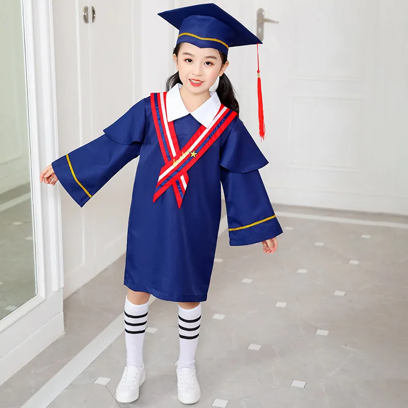 New kindergarten bachelor dress children doctor dress cap graduation photo clothing primary school children graduation dress