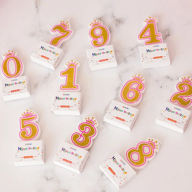 Custom Wholesale High Quality Finest Price Fancy Number 0-9 Birthday Crown Candle