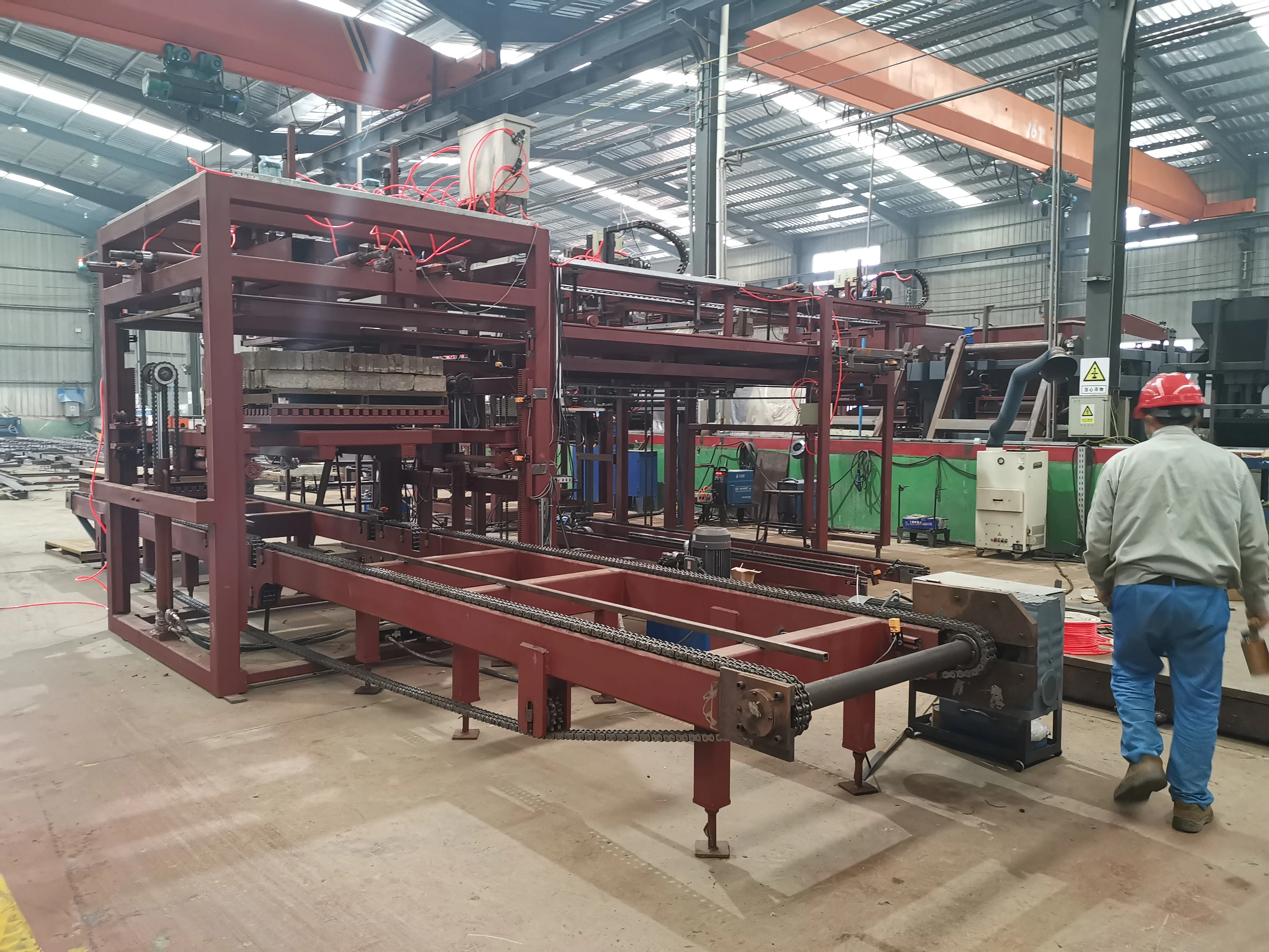 Fully automatic simple hollow solid brick block cuber palletizing packing machine system