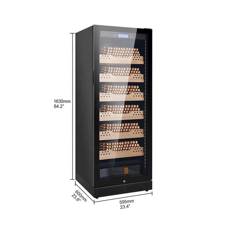 Wholesale custom LCD touch screen cedar wood constant humidity temperature electronic display cigar cabinet humidor