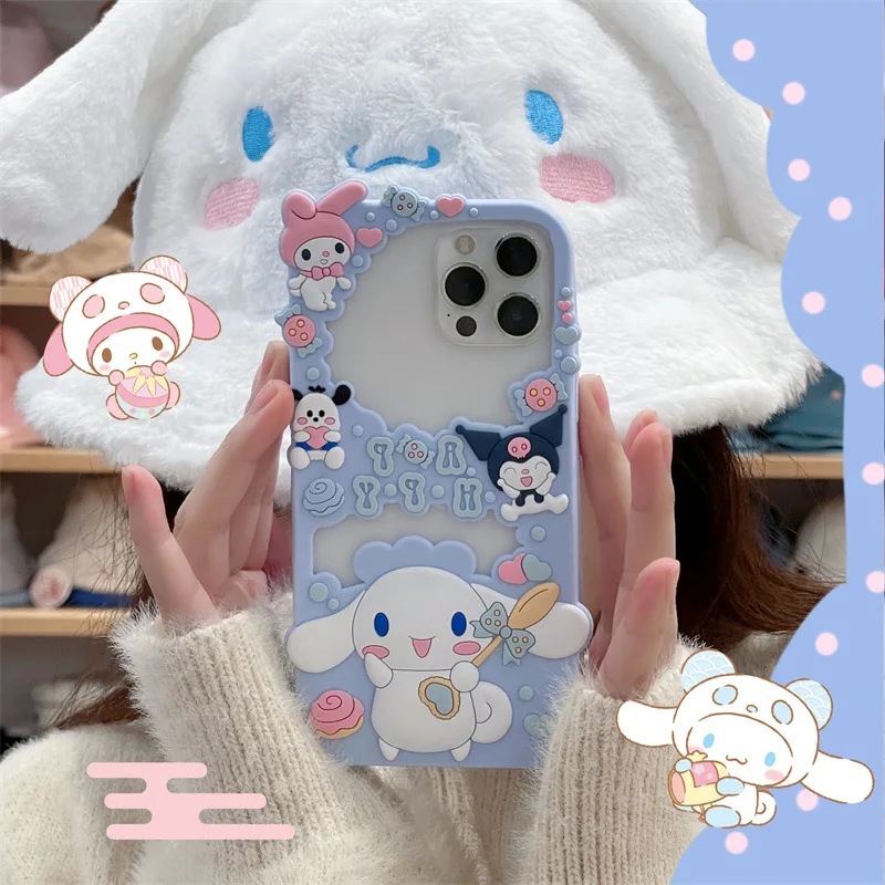 DL22310 3D Cartoon Soft Silicone Phone Cases For i14promax i13 i12 Mobile Cover Cute Pink Girl
