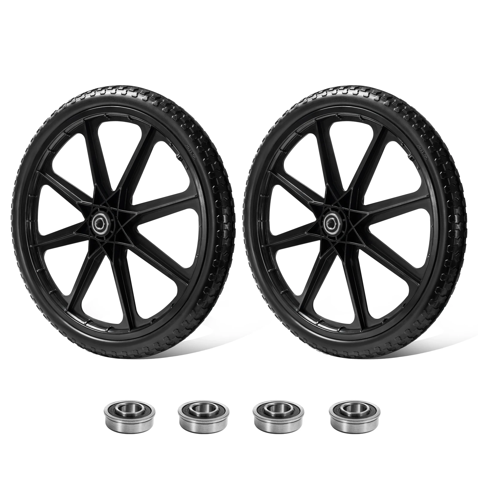 Flat Free Tire Wheels Patterned Y-shaped 8-bar spoke wheel 20x2 inch Black PP Flat Free Tires