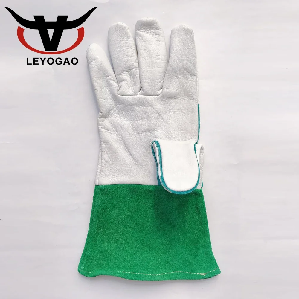 Custom made long cuff cow grain  leather safe tig mig welding work gloves