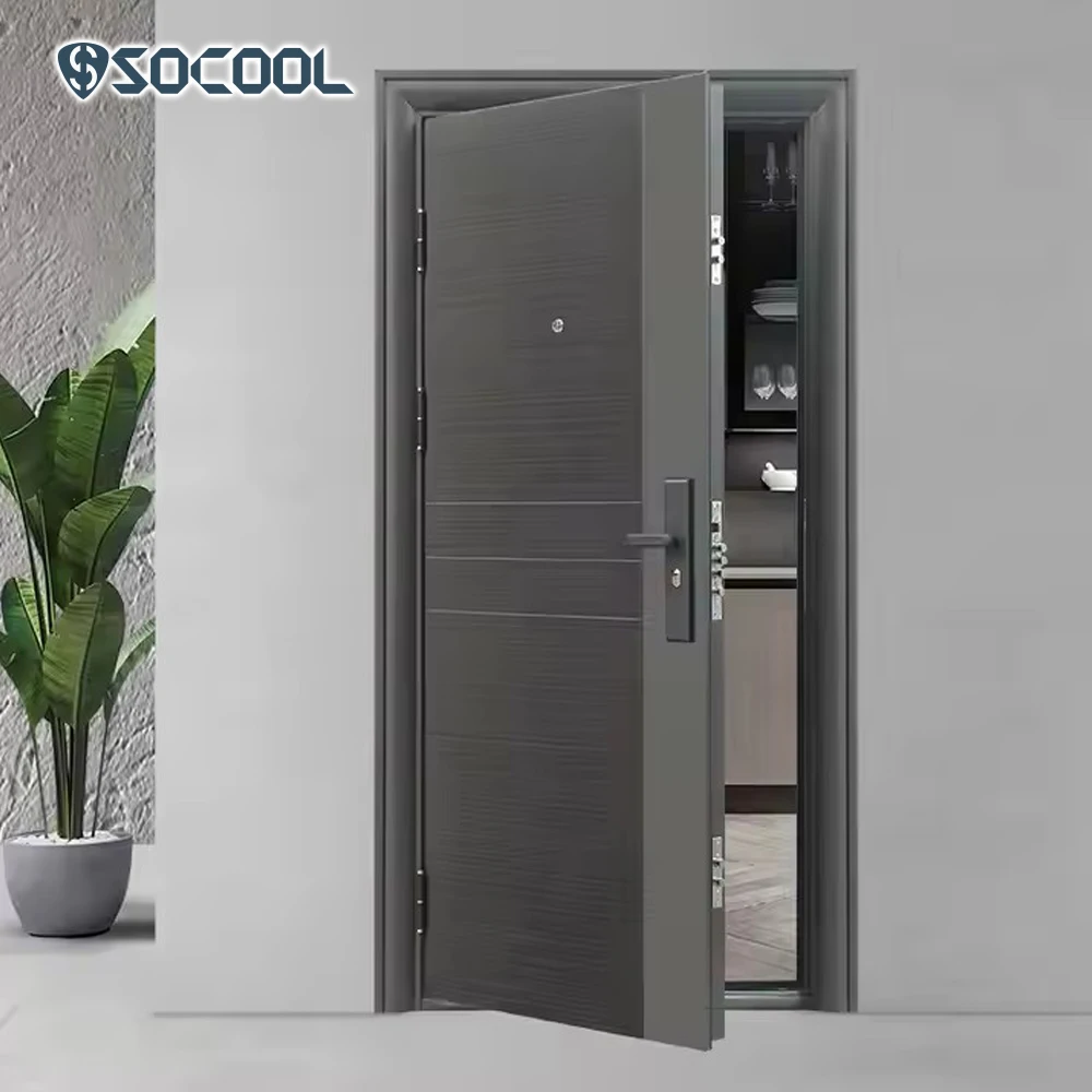 Socool современный стиль внешняя безопасность металлическая Антивор сталь с умным замком защитные двери