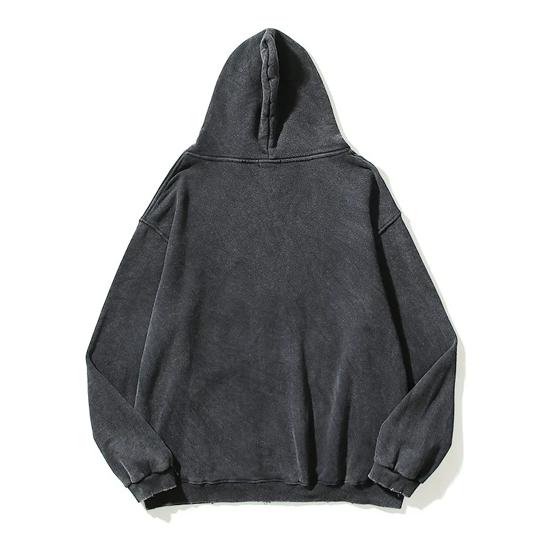 H5342 High Quality Low OEM MOQ Custom Distressed Washed Hoodies Oversized Zip Up Hoodies