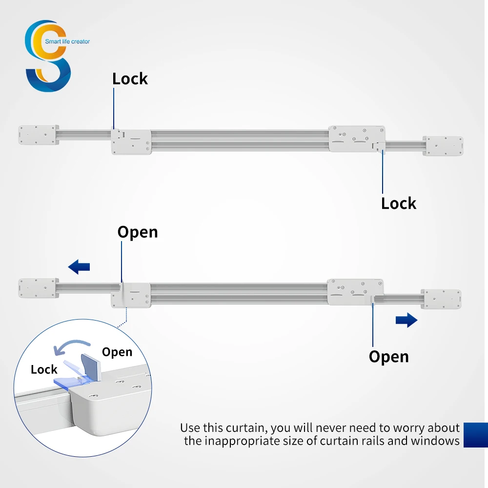 Guide Rail Slide Window Sliding 1.69-4m Extendable Length Motorized Tuya Smart Rs485 Quiet Curtain Round Track By Meter