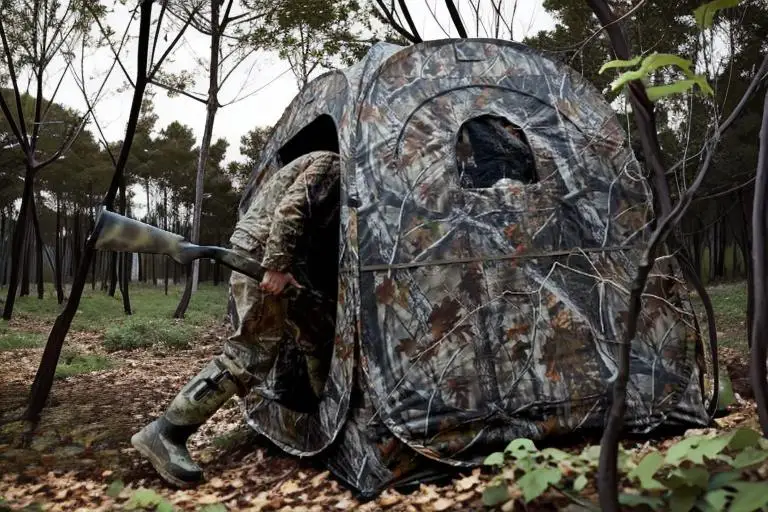 Deluxe Pop-Up Hunting Ground Blind, 1-2 Person Tent, Hunting Gear, Equipment, and Accessories, 4-Panel Spring Steel