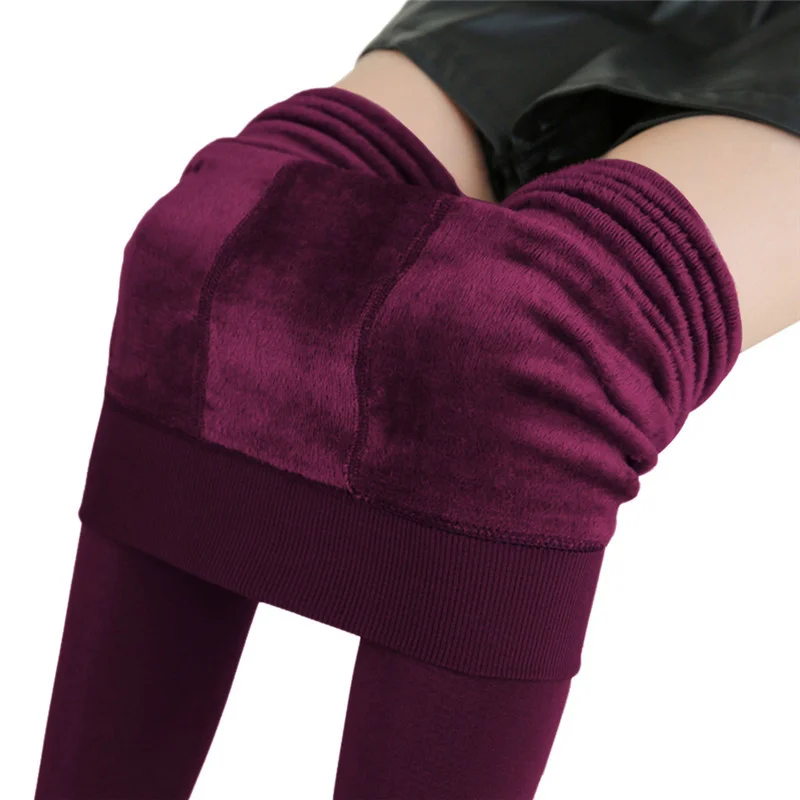 High Quality Velvet Trousers Thicken Pants Fuzzy High Waist Translucent Warm Leggings