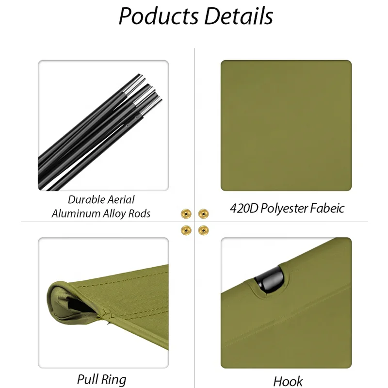 Custom Camping Folding Cot Sleeping Bed Adjustable Foldable Portable Single Outdoor Camping Bed