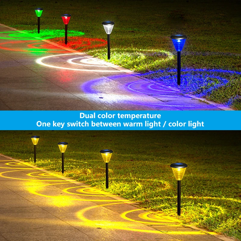 Solar Lamp Outdoor LED RGB Solar Powered Garden Lights  Waterproof Lawn Lantern Light Landscape Lighting for Patio Yard Decor