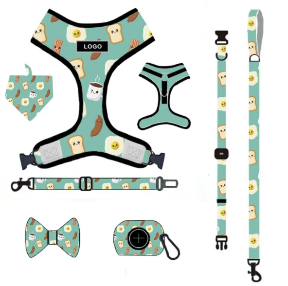 Newest design dog harness, custom different color and logo dog harness and leash set