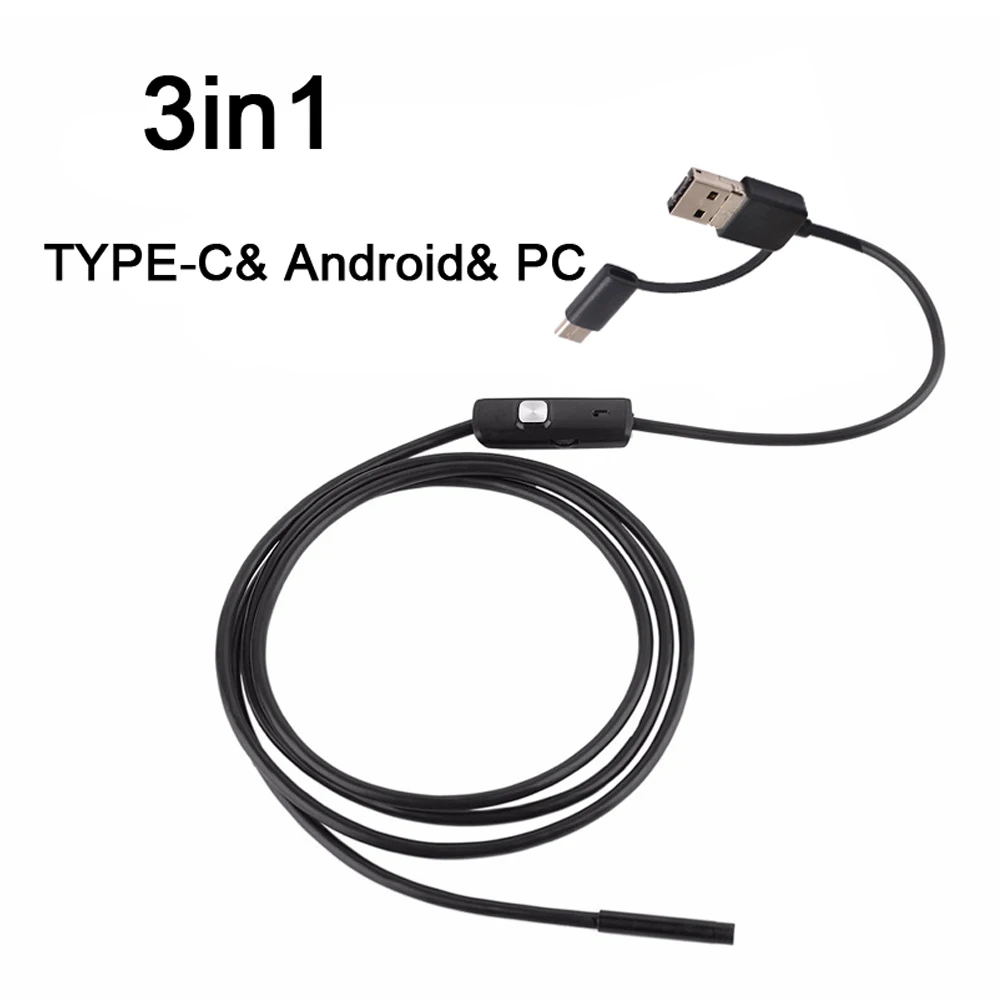 720P 3 in 1 8mm Camera  2M Hard Wire Industrial  Endoscope Camera 720 Inspection Camera Endoscope Pipe