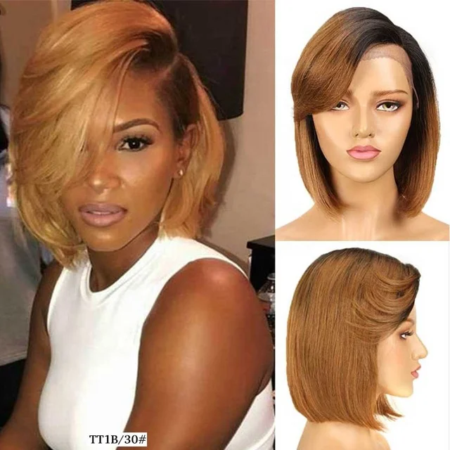 Human Hair Bob Lace Front Wigs  Top Selling Natural Brazilian Hair Extension Remy Virgin Human Hair Wigs Pixie Cut Lace Part Wig