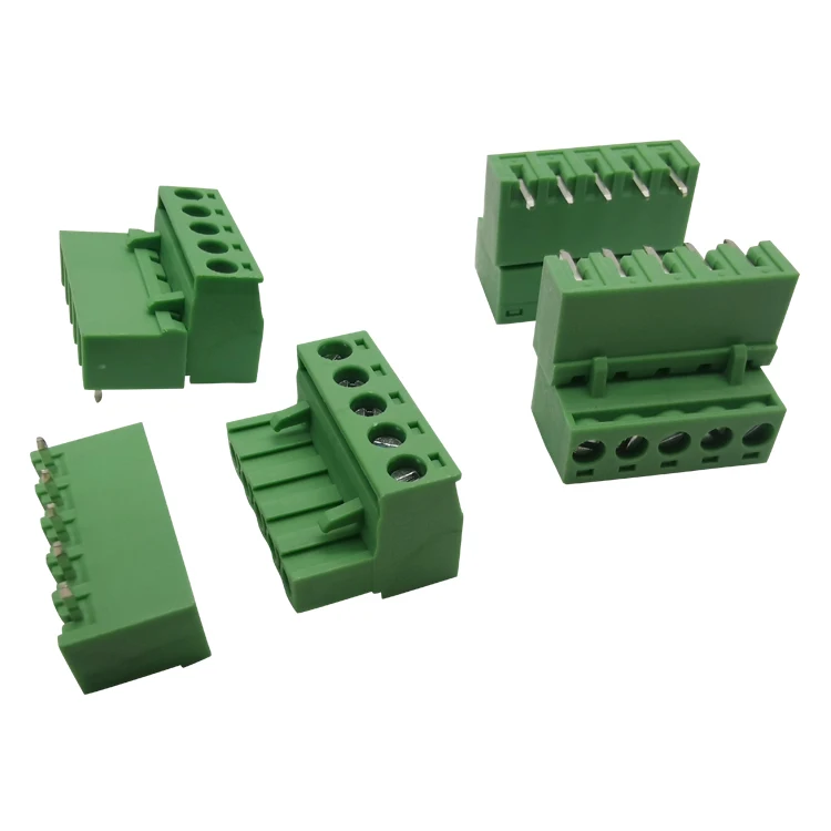 5.08MM 5 POLE 5 WAY 200V 15A  Screw GREEN pluggable terminal  block connector male and female  electrical  terminal block