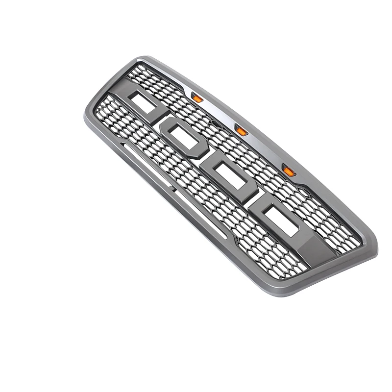 Matte Black Front Hood Mesh Grille+Amber 3x LED Fit For Ford F150 2004-2008