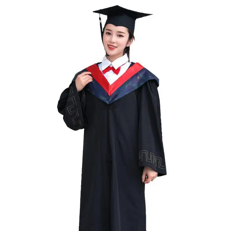 Customized Wholesale Graduation Uniform, Solid Color Breathable  Multi-Color Unisex Graduation Gown Red Graduation Dresses/