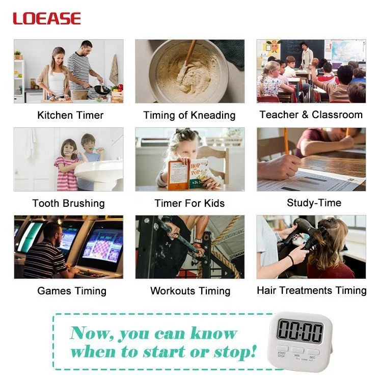 24 Hour Kitchen Silent Classroom Meeting Countdown Vibrator Light Flashing Alarm Visual Analog Timer Clock for Kid