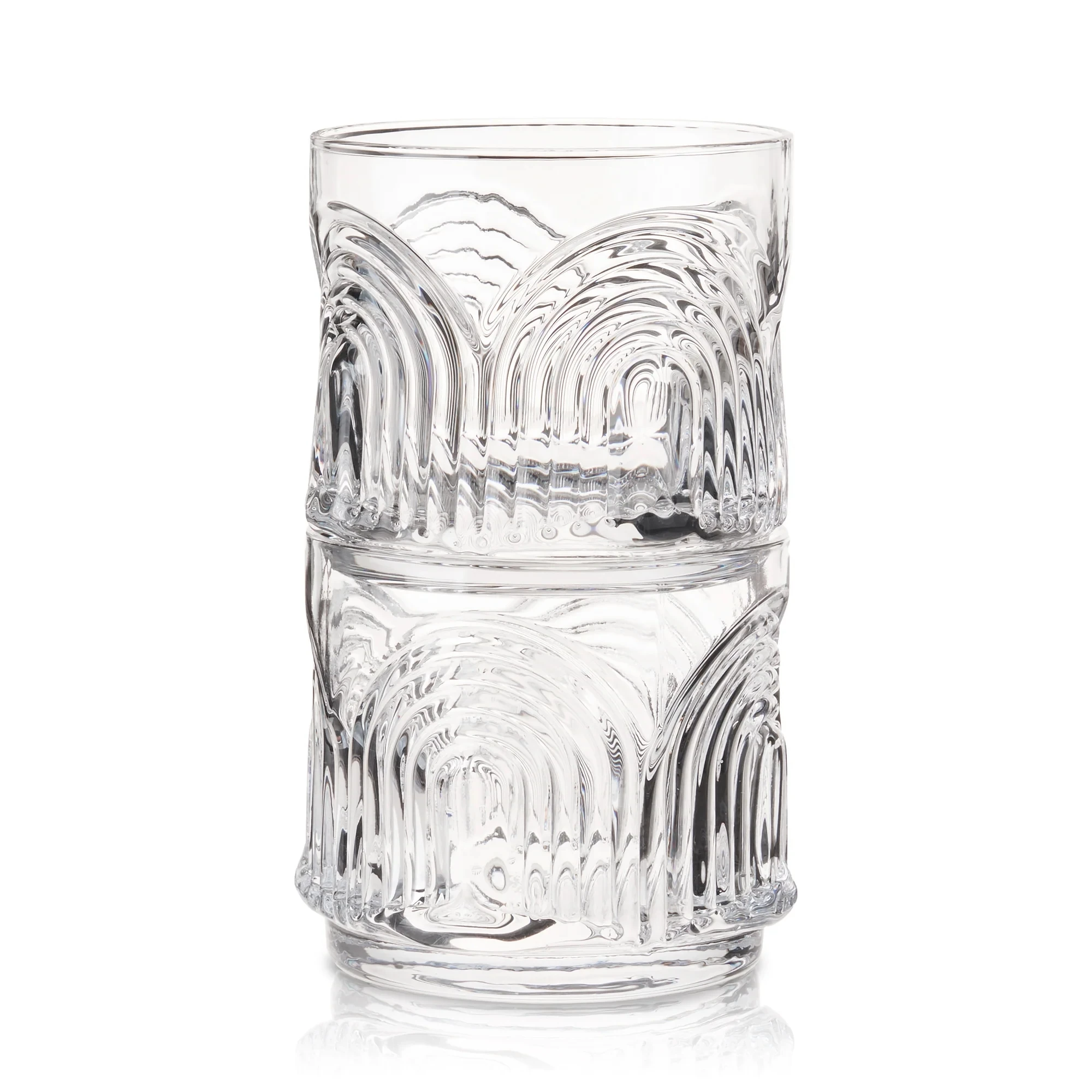 Factory Wholesale Old Fashioned 11 oz Arch U Shaped Lead-free crystal Clear Lowball Tumbler Whiskey Rock Glasses Set