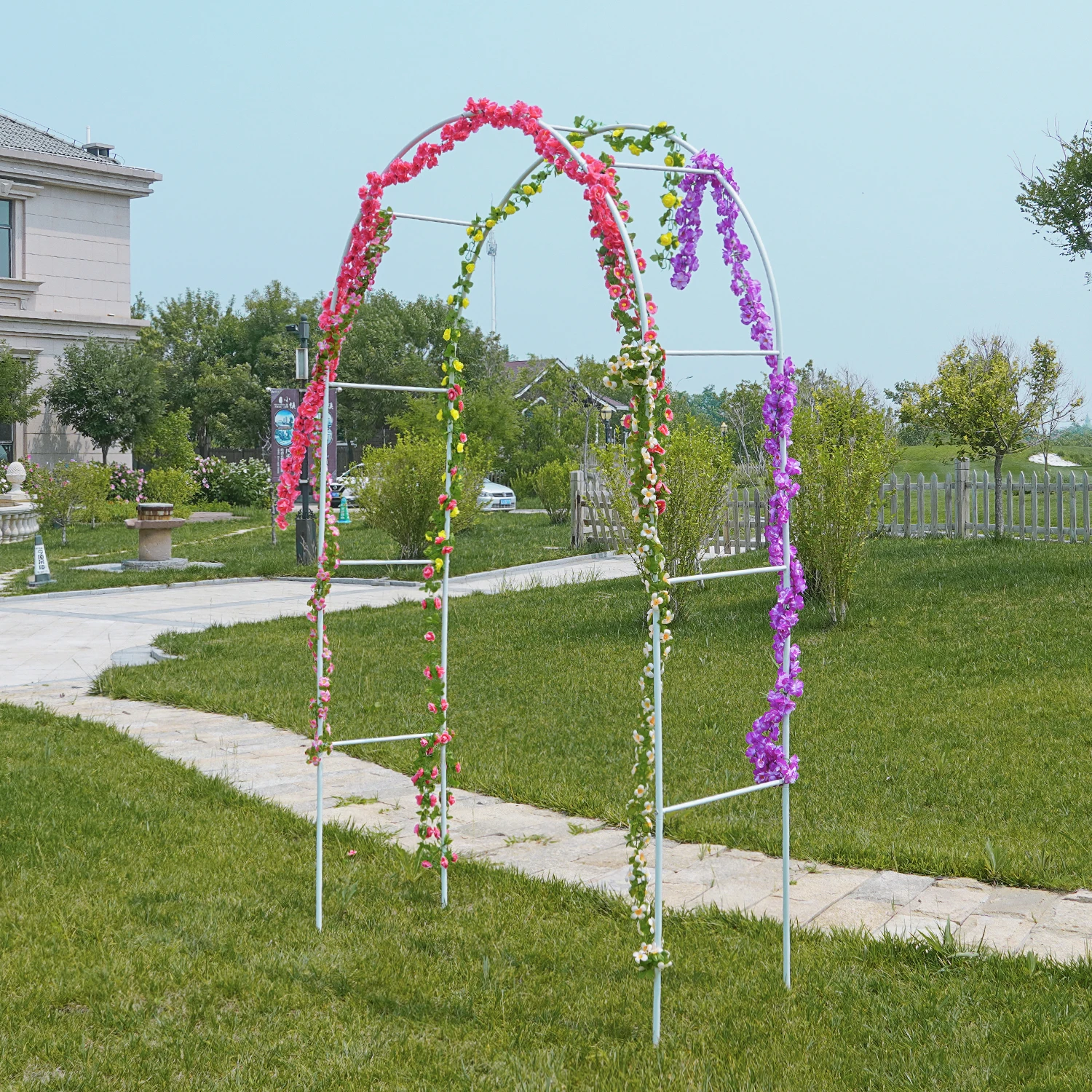 wholesale metal flower frame white door shape wedding arch stand for decoration