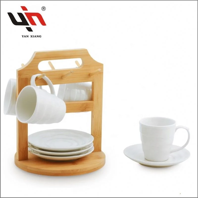 White Porcelain Mug Cup Set of 2 Ceramic Tea Cups Wholesale Handmade Ceramic Cup And Saucer set For Gift