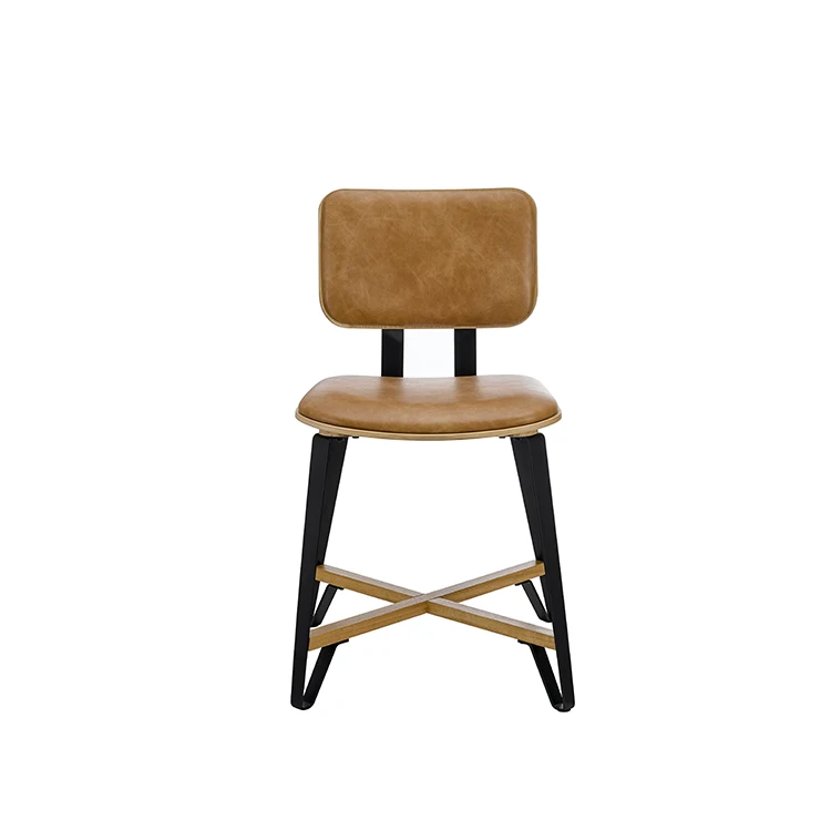 HONGJIA VZCH4630-01 High Quality Home Furniture Design Metal Legs Restaurant Chair with PU Seat & PU backrest