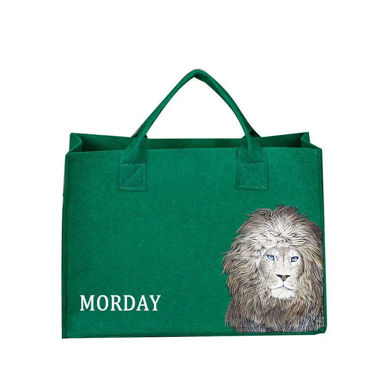 
Зеленые войлочные многоразовые сумки-тоут с логотипом 