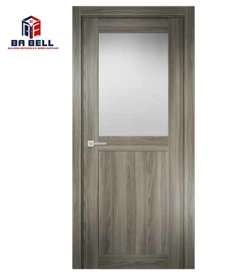 Foshan Door  Modern Design Wood Veneer Mdf Timber Door  Glazed Glass Toilet  Composite Interior Doors